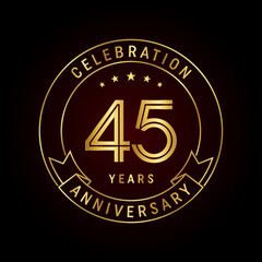 Fototapeta premium 45th anniversary template design concept with golden ribbon for anniversary celebration event. Logo Vector Template