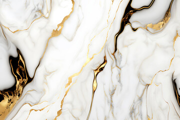 White and gold marble background. Luxury marble texture. Elegant abstract background. Generative AI.