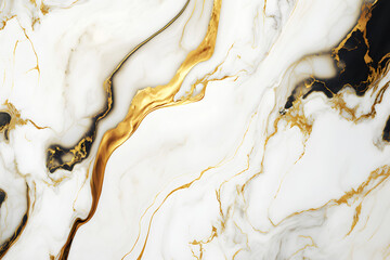 White and gold marble background. Luxury marble texture. Elegant abstract background. Generative AI.