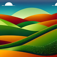 Orange and green tinge of the mountain landscape