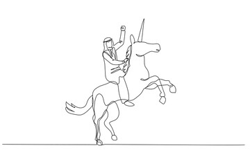 arab man riding a unicorn and having billion dollar valuation company