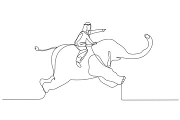 arab man riding on elephant concept of big business organization