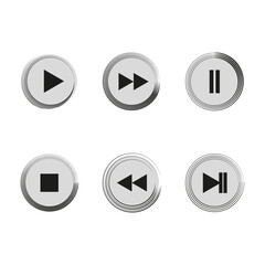Grey navigation buttons. Icons set. Vector illustration.