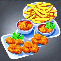 Chicken Nuggets mit Pommes Frites