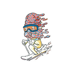 Ice Cream Character Playing Ski