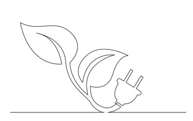 continuous line drawing vector illustration with FULLY EDITABLE STROKE of electical renewal energy plugin plant