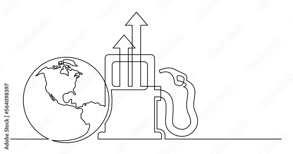 Wall mural continuous line drawing vector illustration with fully editable stroke of of world planet with gas h