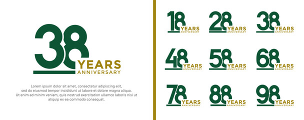 set of anniversary logo style green color on white background for celebration