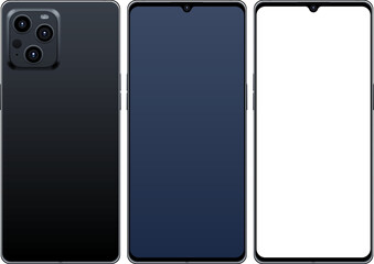 大画面のスマートフォン　裏　表　フレームのセット