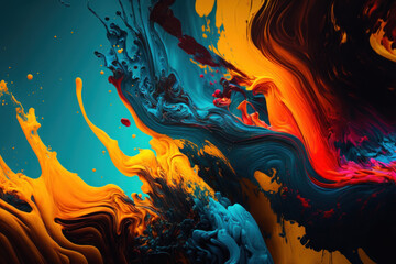 Abstract multicolor oil paint style background generative ai.