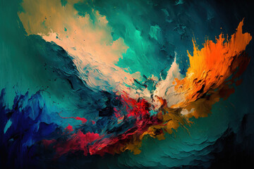 Abstract multicolor oil paint style background generative ai.