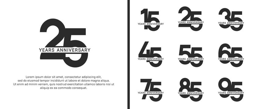 set of anniversary logo style black color on white background for celebration