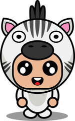 cartoon character vector illustration of cute zebra animal mascot costume
