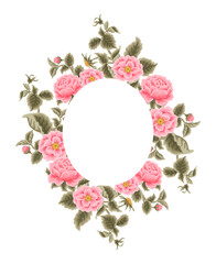 Vintage Tropical Rose Floral Bunch, Peony Flower Frame Vector Illustration Arrangement for Wedding Invitation, Greeting Card Decoration, Aesthetic Nature Crafts, Art and Creative Projects