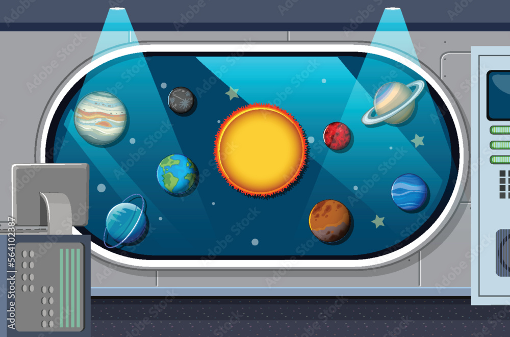 Poster A room decorated with solar system planets template