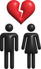male and female broken heart