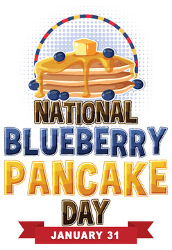 Happy national blueberry pancake day banner design