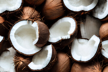 coconut on a wooden background,Generative IA