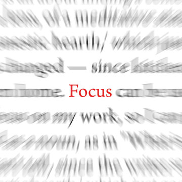 Focus on the word focus, conceptual illustration