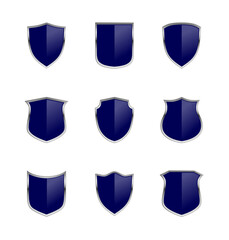 blue silver shield logo collection (transparent) - illustration