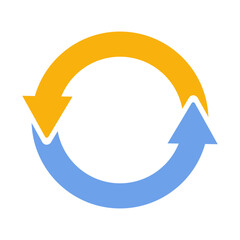 黄色と青色の丸型回転矢印