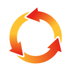 赤色のグラデーション丸型回転矢印