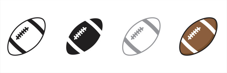 American football ball icon. Rugby ball icon simple style. Rugby ball icon sign and symbol transparent background. Vector illustration.