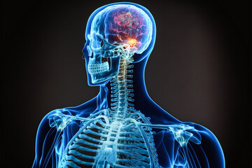 human brain with stroke, AI generate 