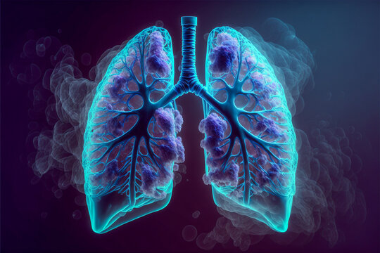 imagine inside lung with cronic ostructive desase with smoke, AI generate