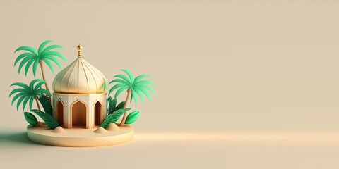 3D Mosque Illustration for Ramadan Greeting