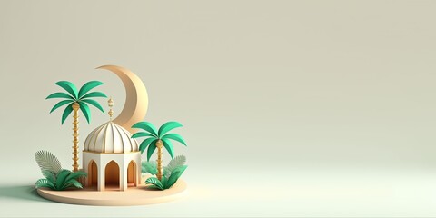 Fototapeta premium 3D Mini Mosque for Eid al-Fitr Greeting