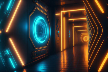 sci fi laser neon glow background. Generative AI