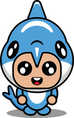 cartoon character vector illustration of cute dolphin animal mascot costume