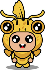 cartoon character vector illustration of cute gold fish animal mascot costume