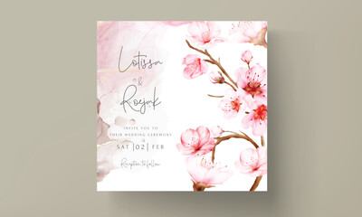 beautiful cherry blossom flower invitation card template