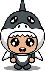 cartoon character vector illustration of cute shark animal mascot costume