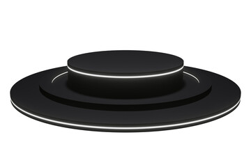 3D black podium with white neon lights