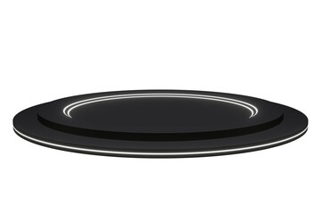 3D black podium with white neon lights