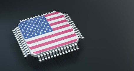 Fototapeta na wymiar 3d render of microchip or semiconductor chip with countries flag for supply chain concept.