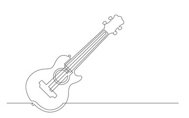 continuous line drawing vector illustration with FULLY EDITABLE STROKE of soprano ukulele with cutaway