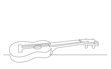 continuous line drawing vector illustration with FULLY EDITABLE STROKE of traditional soprano ukulele