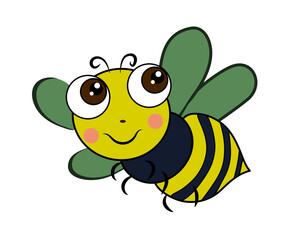 cute bee cartoon character. fun comic animal.