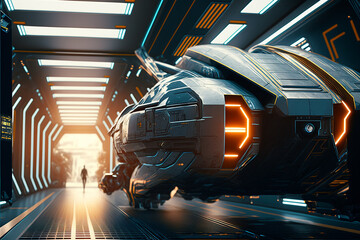 Futuristic sci-fi hyperspace background. Generative AI