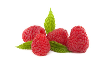 Raspberry berries isolated on white background