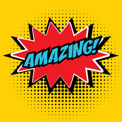 Amazing word pop art retro vector illustration. Comic book style imitation