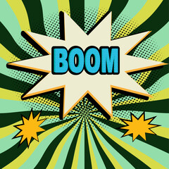 Boom word pop art retro vector illustration. Comic book style imitation