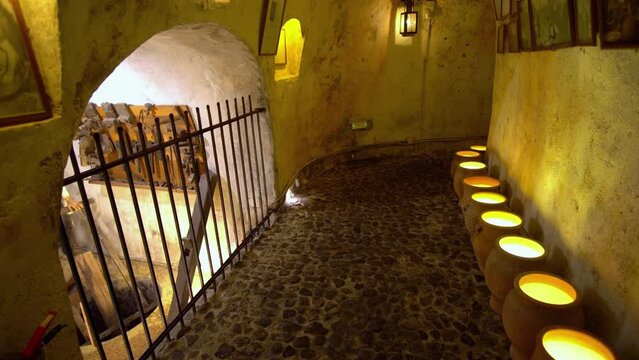 Koutsoyannopoulos Winery and Wine Museum in Vothonas. In the cellars there are ancient objects and figures about how wine was produced in ancient times