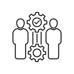 team interaction and management icon with workers