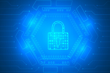digitals circuit lines with technology security and protection innovation abstract background.