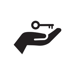 Hand with a key. Vector icon.